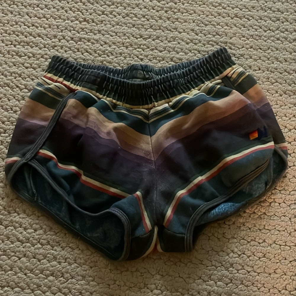 Aviator Nation Blue Tulum Rainbow Shorts
